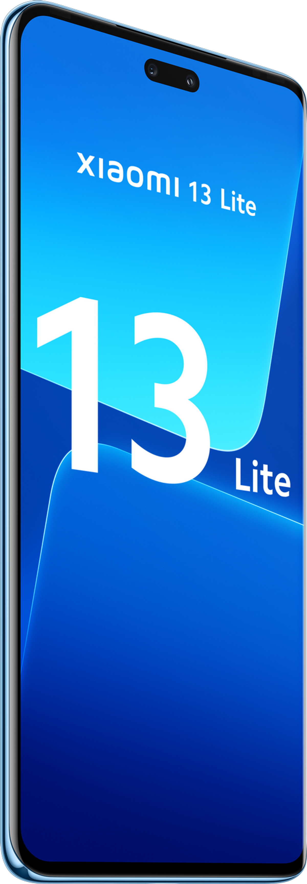 Niebieski smartfon Xiaomi 13 Lite, widok z boku, z nazwą modelu.