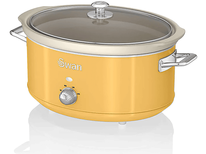 SWAN SF17021YELNEU Retro Olla Cocción Lenta, 3,5L, Recipiente Extraíble  Antiadherente Cerámica Libre PFOA, Vintage, 200, Amarillo - Conforama