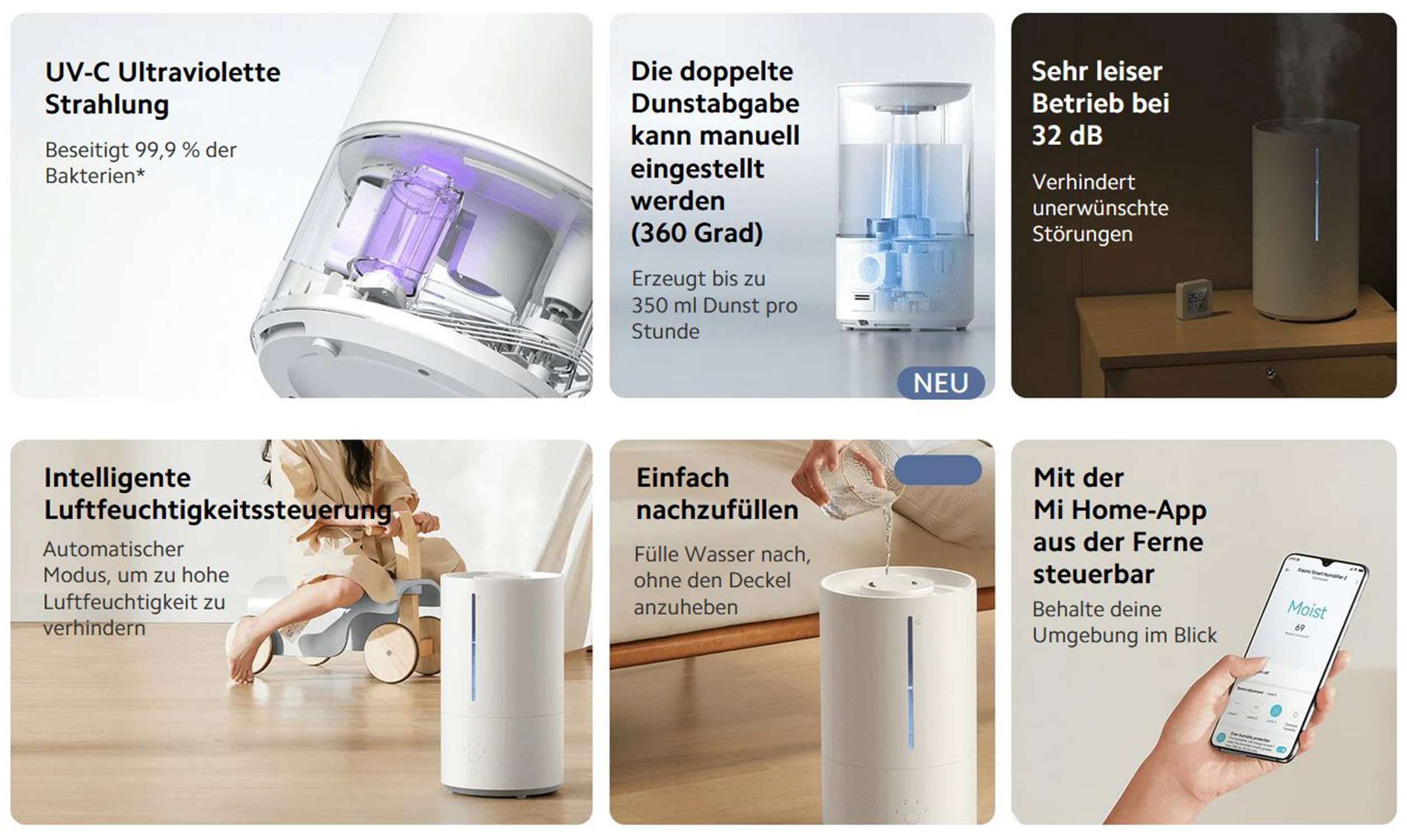 XIAOMI Xiaomi Smart Humidifier Weiss Luftbefeuchter EU, 2 Watt, 20 (28 m²) Raumgröße: BHR6026EU