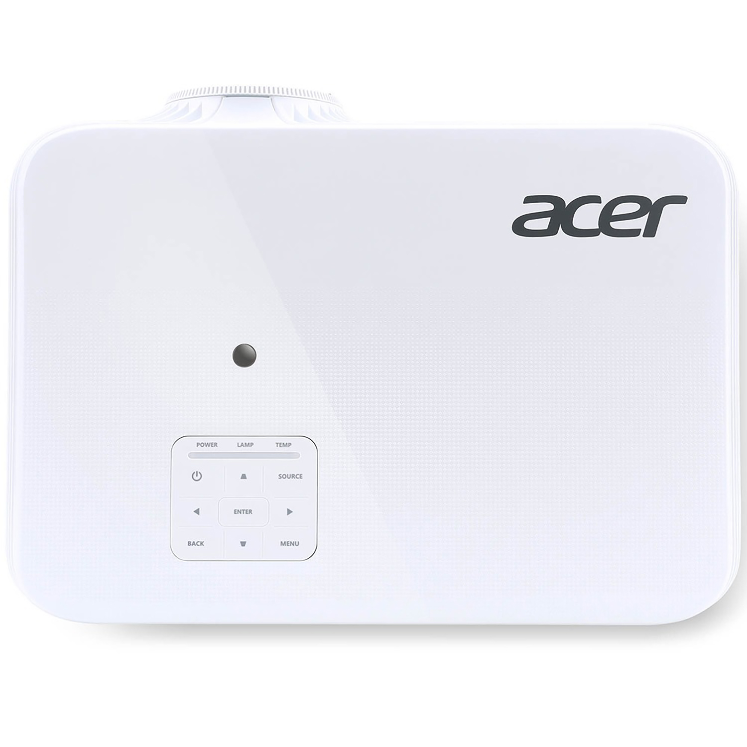 Un proiettore bianco con controlli e il logo Acer.
