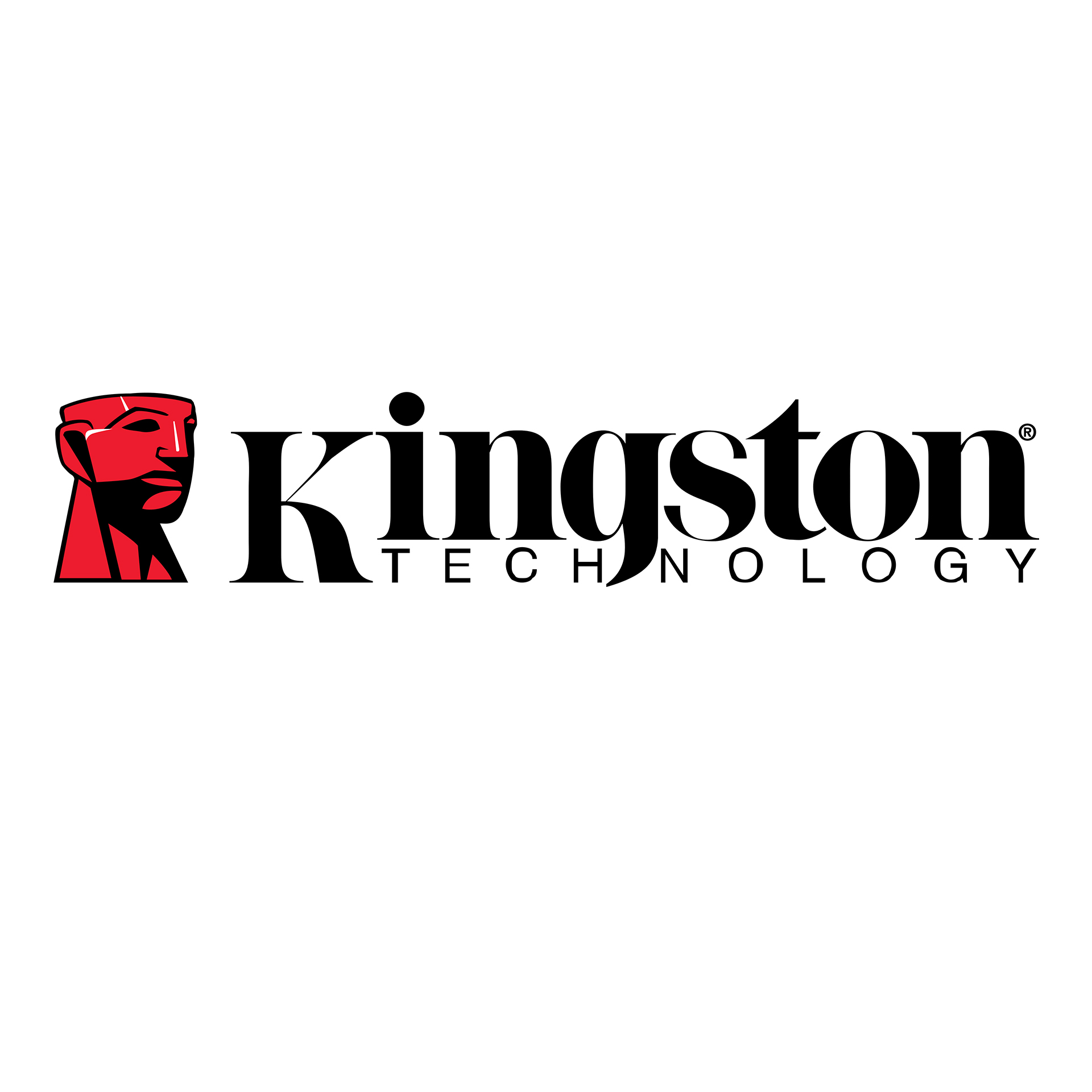Logo Kingston Technology z czerwoną ikoną głowy.