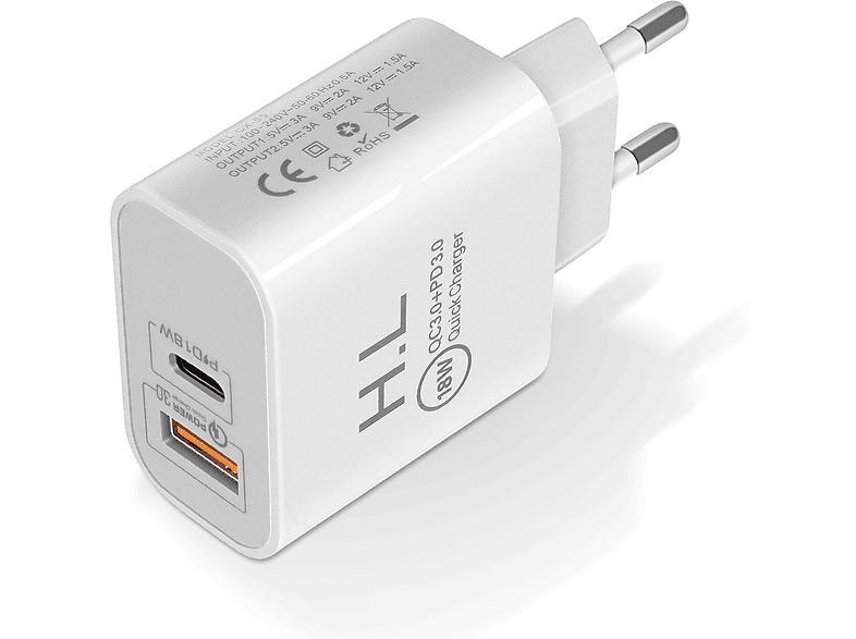 AVIZAR Netzteil, Netzteile 3A Universal, + USB USB-C Weiß Wand-Ladegerät