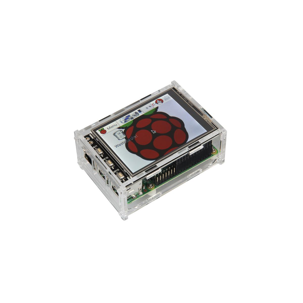 Un piccolo display con un involucro trasparente, che mostra un oggetto rosso.