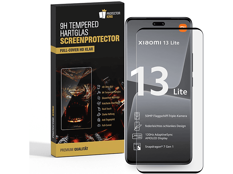 PROTECTORKING 2x FULL CURVED 9H Panzerglas Schutzglas HD KLAR Displayschutzfolie(für Xiaomi 13 Lite)