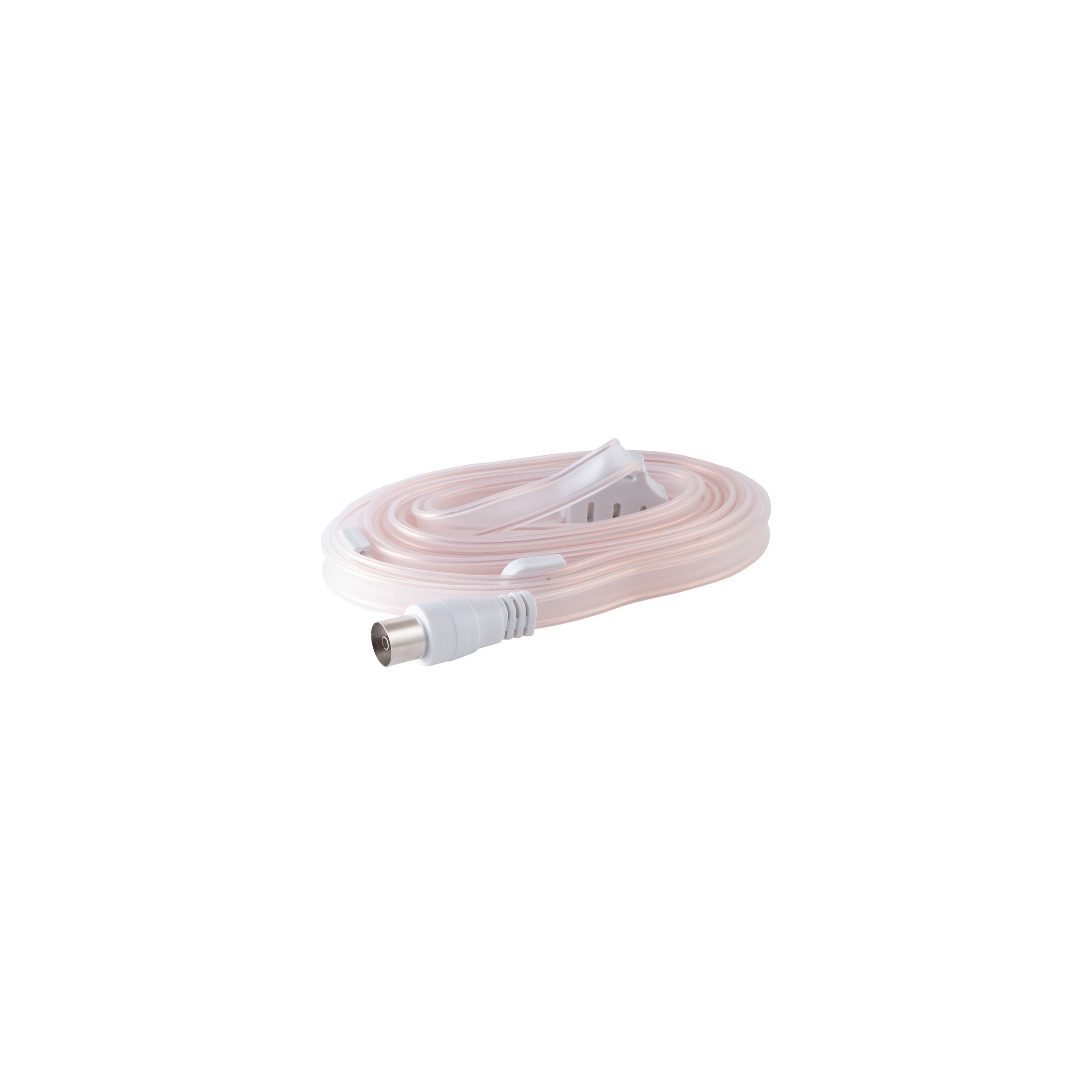 Weißes Antennenkabel mit Stecker.