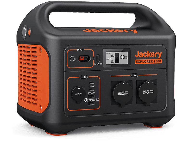 JACKERY Explorer 1000, 1002Wh Tragbare Powerstation 1002Wh Schwarz+Orange Stromzeuger