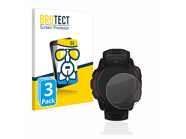 BROTECT 3x Airglass klare Schutzfolie(für Garmin Instinct Esports)