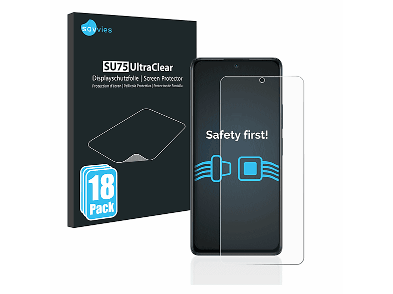 SAVVIES 18x klare Schutzfolie(für Xiaomi Redmi 10 Pro) Note