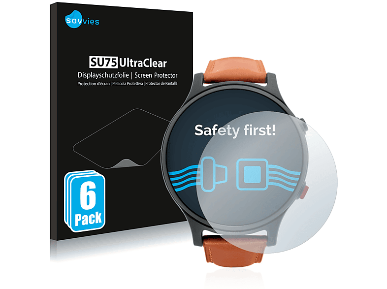 SAVVIES 6x Smartwatcher Essence) klare Schutzfolie(für