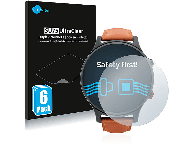 SAVVIES 6x deluxe) klare Schutzfolie(für Essence Smartwatcher