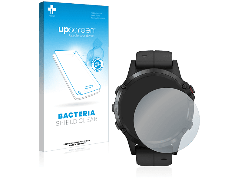 UPSCREEN antibakteriell klare Plus Garmin Black Saphire Schutzfolie(für 5 (47 Fenix mm))