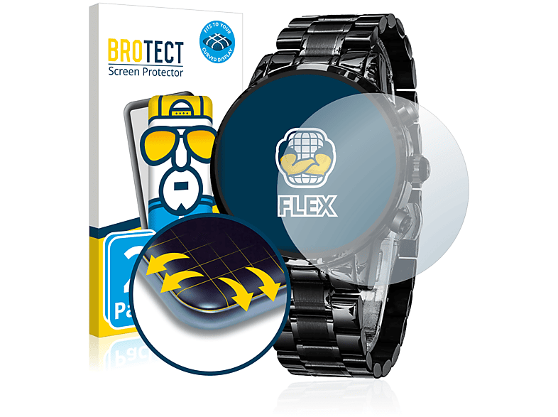 BROTECT 2x Flex Full-Cover 3D Curved Schutzfolie(für Megalith Military Chronograph)