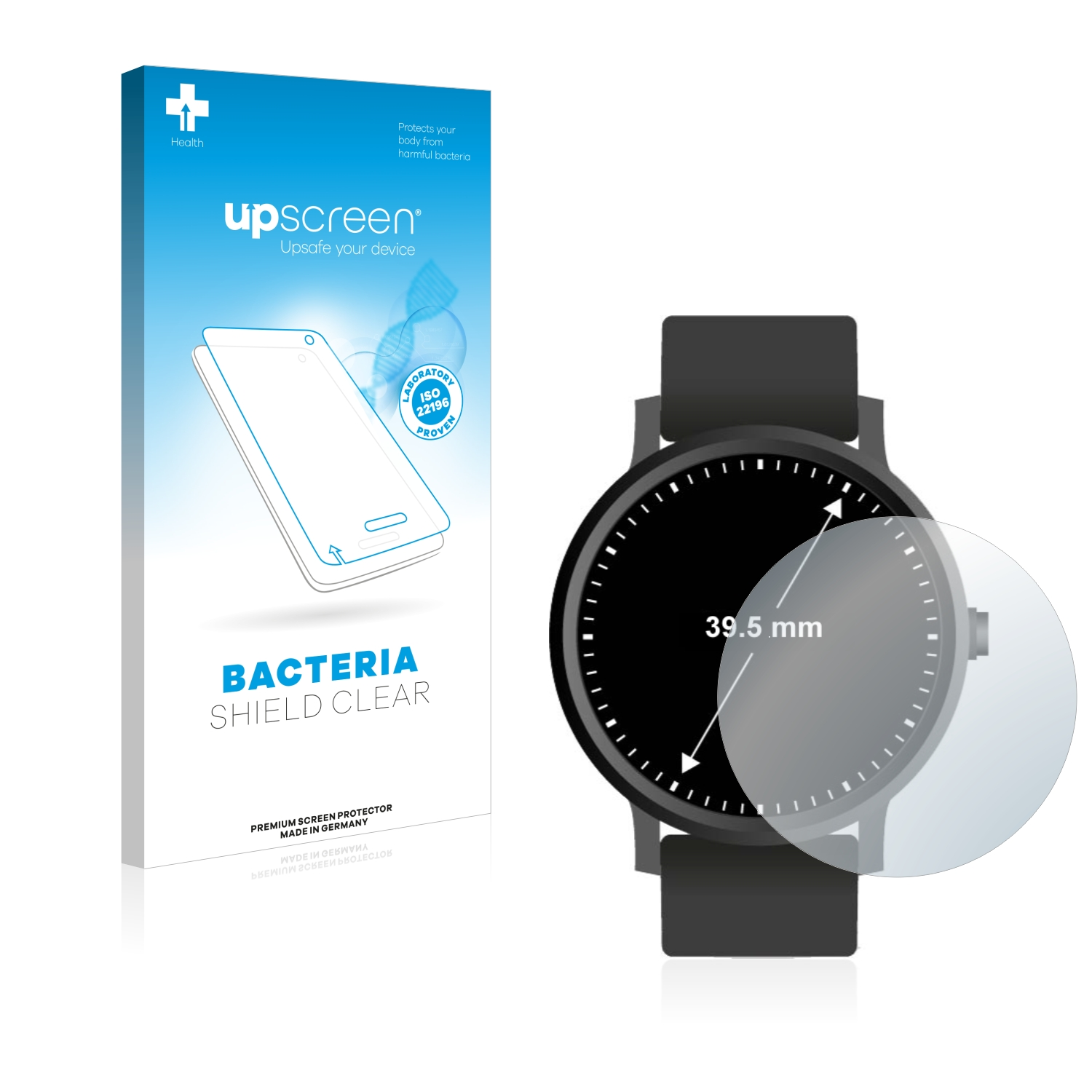 UPSCREEN antibakteriell klare Schutzfolie(für Universal Displays Kreisrunde (ø: 39.5 mm))