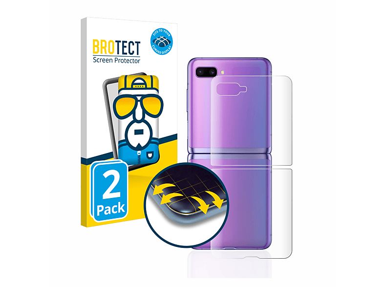 BROTECT 2x Flex Full-Cover Curved 5G) Z Flip Galaxy Samsung Schutzfolie(für 3D