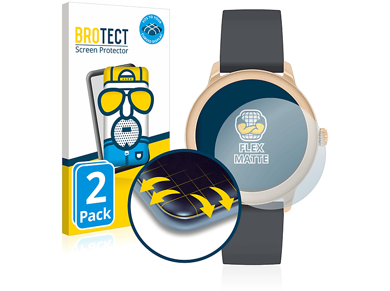 BROTECT 2x Flex matt Full-Cover 3D Curved Schutzfolie(für Radley RYS07) | Smartwatch Schutzfolien & Gläser