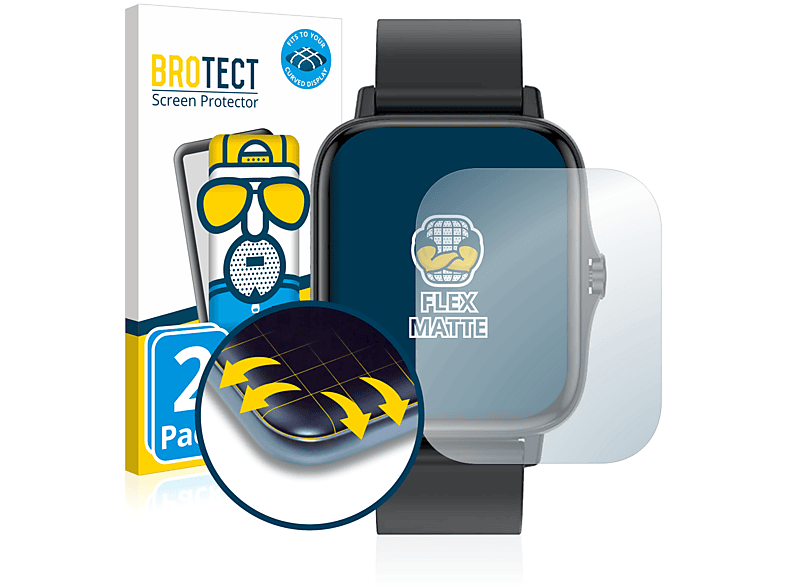 BROTECT 2x Flex matt Full-Cover 3D Curved Schutzfolie(für Kaseemi T42) | Smartwatch Schutzfolien & Gläser