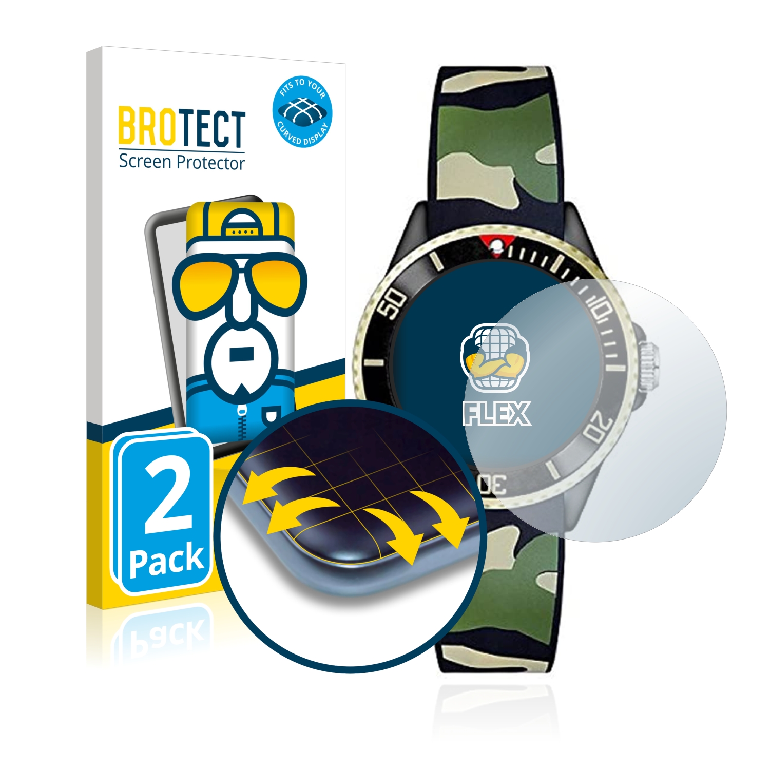 BROTECT 2x Flex Full-Cover 3D Curved Schutzfolie(für s.Oliver SO-2998-PQ) | Smartwatch Schutzfolien & Gläser