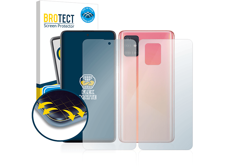 BROTECT 2x Flex matt Full-Cover 3D Curved Schutzfolie(für Samsung Galaxy A51)