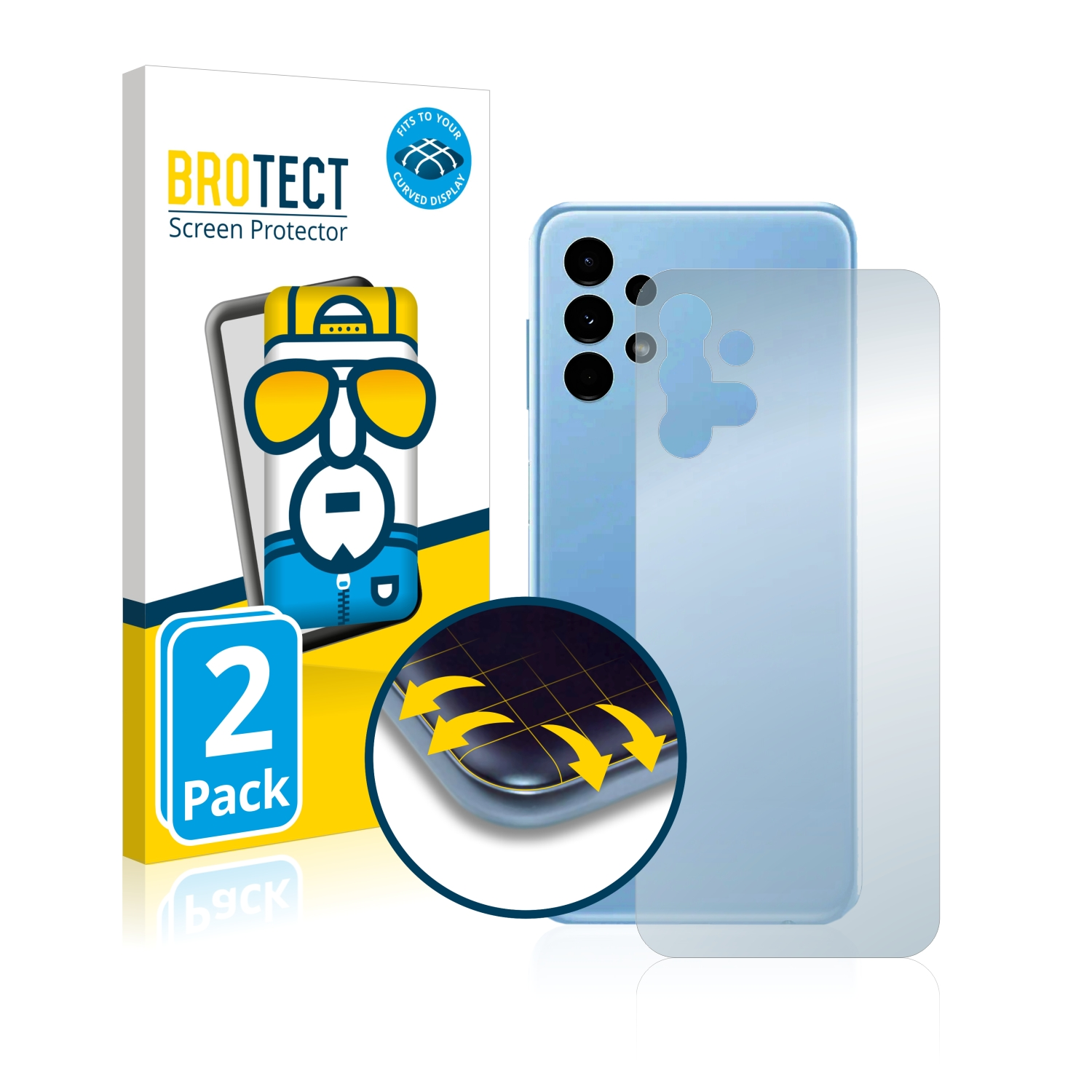 BROTECT 2x Flex Full-Cover 3D A13 Curved (Rückseite)) Galaxy Samsung Schutzfolie(für