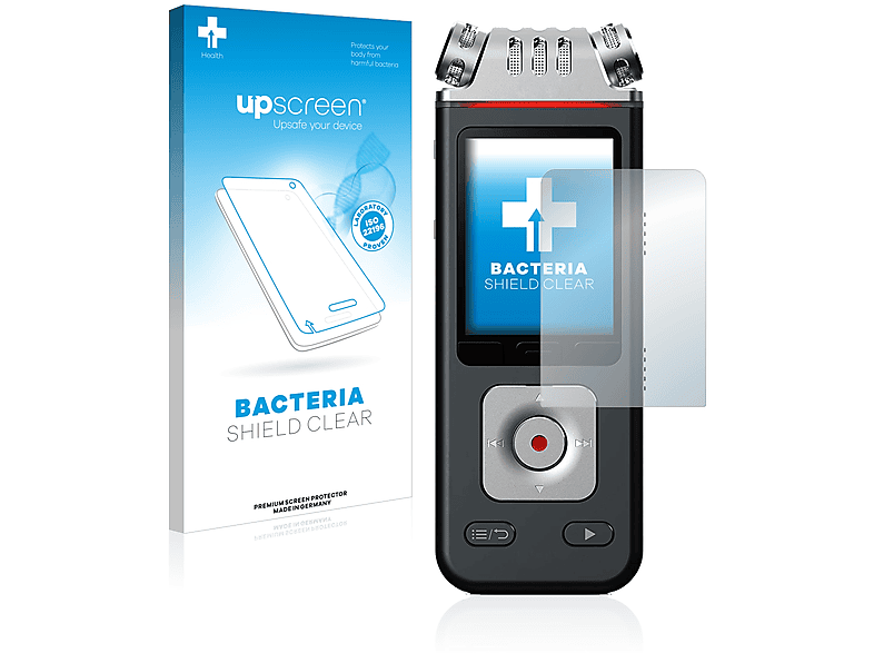 UPSCREEN antibakteriell klare Schutzfolie(für Philips VoiceTracer DVT6110)