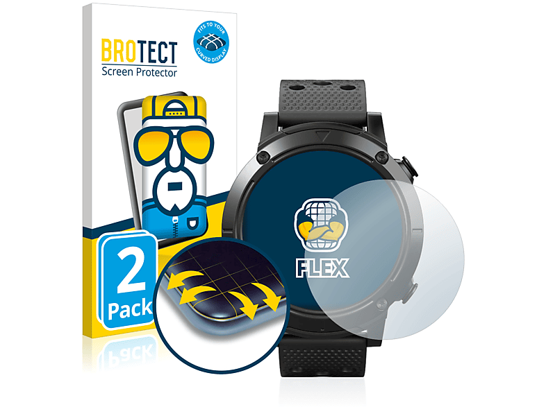 BROTECT 2x Flex Full-Cover 3D Curved Schutzfolie(für SilverCrest Smartwatch Sport)