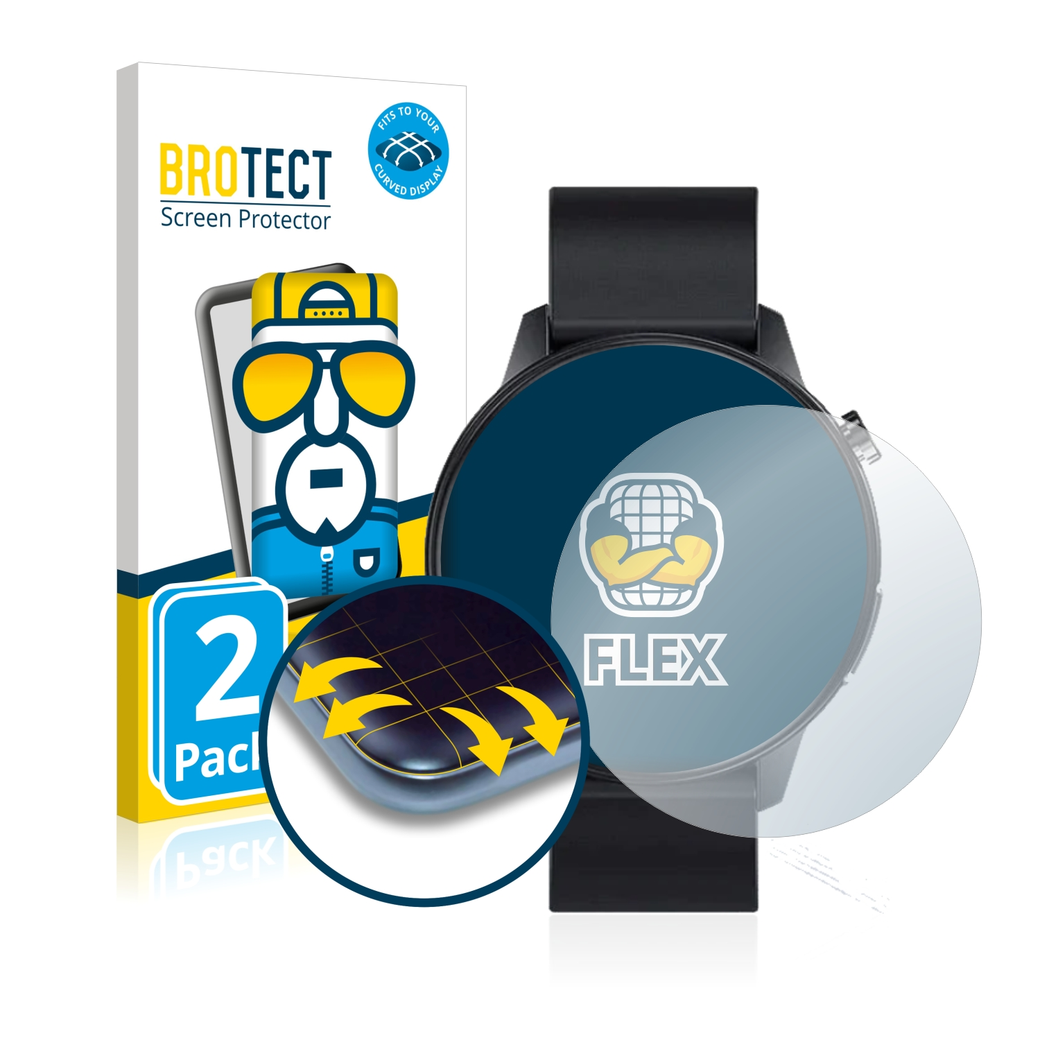 BROTECT 2x Flex Full-Cover 3D Schutzfolie(für Königsthal (Rund)) Curved E1