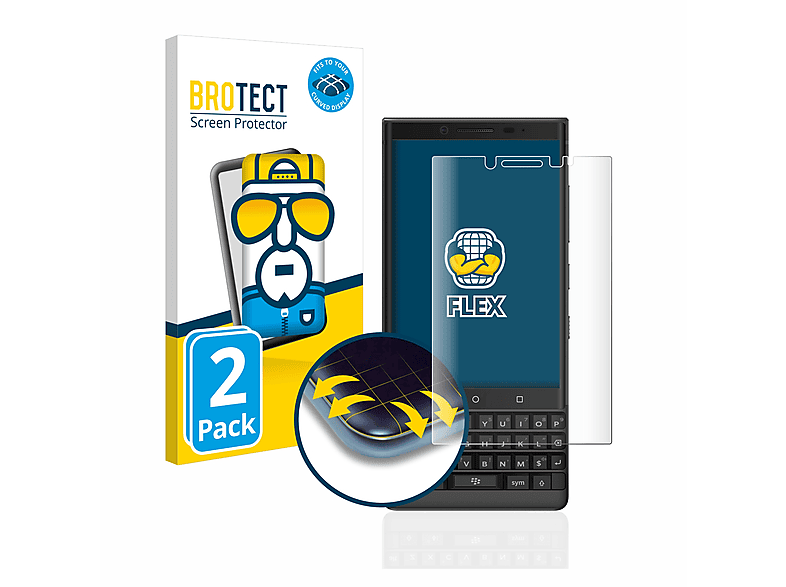 BROTECT 2x Flex Full-Cover 3D Curved Schutzfolie(für Blackberry Key2)