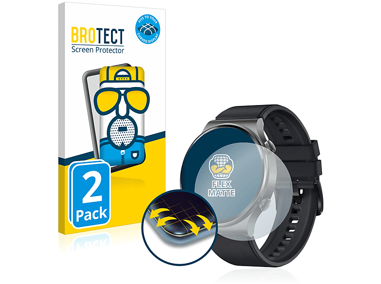 BROTECT 2x Flex matt Full-Cover 3D Curved Schutzfolie(für Iowodo R7 Pro) | Smartwatch Schutzfolien & Gläser