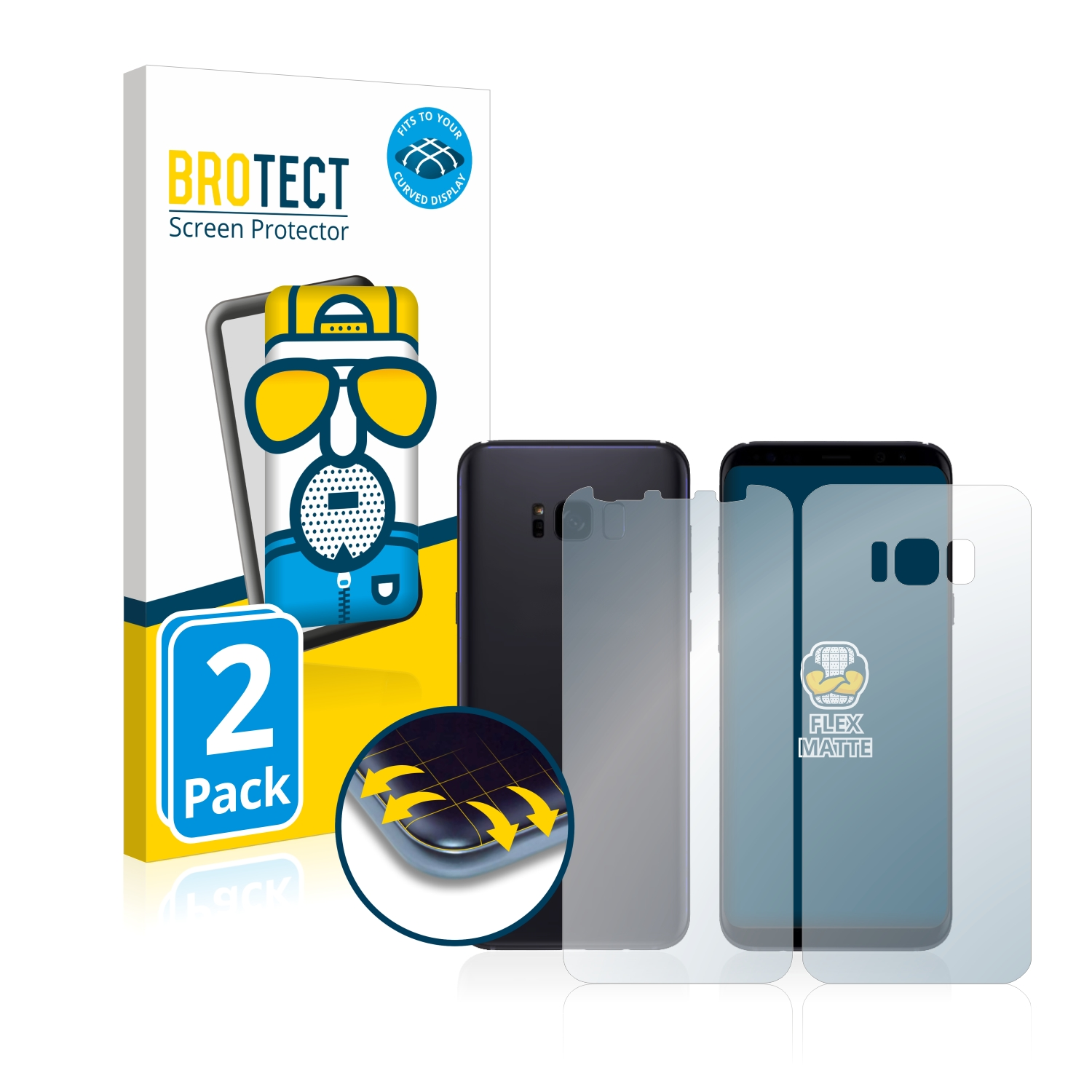 matt Full-Cover Schutzfolie(für Flex Samsung 3D S8) 2x Galaxy Curved BROTECT