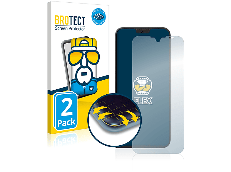 Schutzfolie(für 2x Curved Defy Motorola 3D Full-Cover Flex BROTECT 2021)