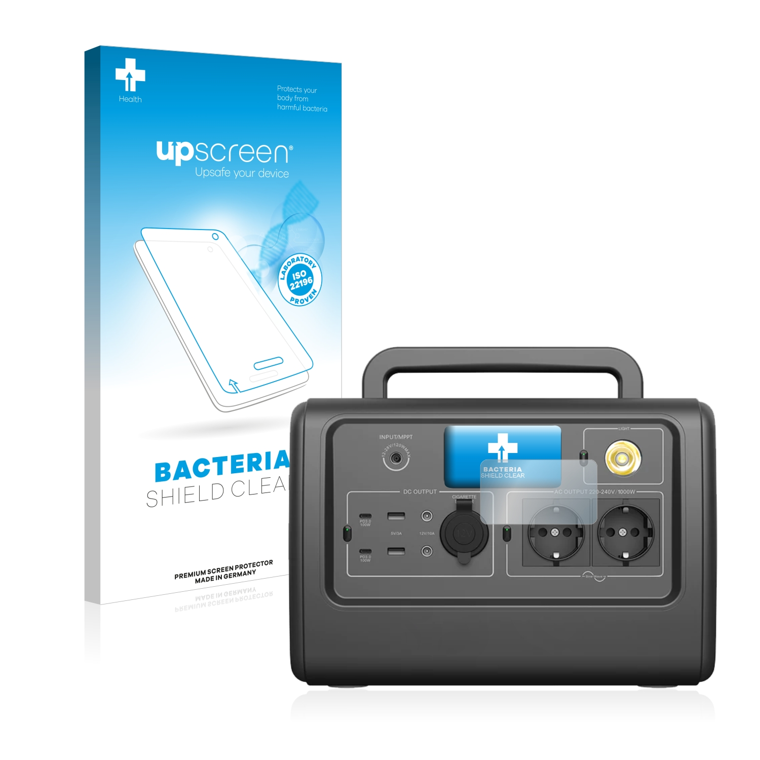 UPSCREEN antibakteriell klare Schutzfolie(für Bluetti EB70)