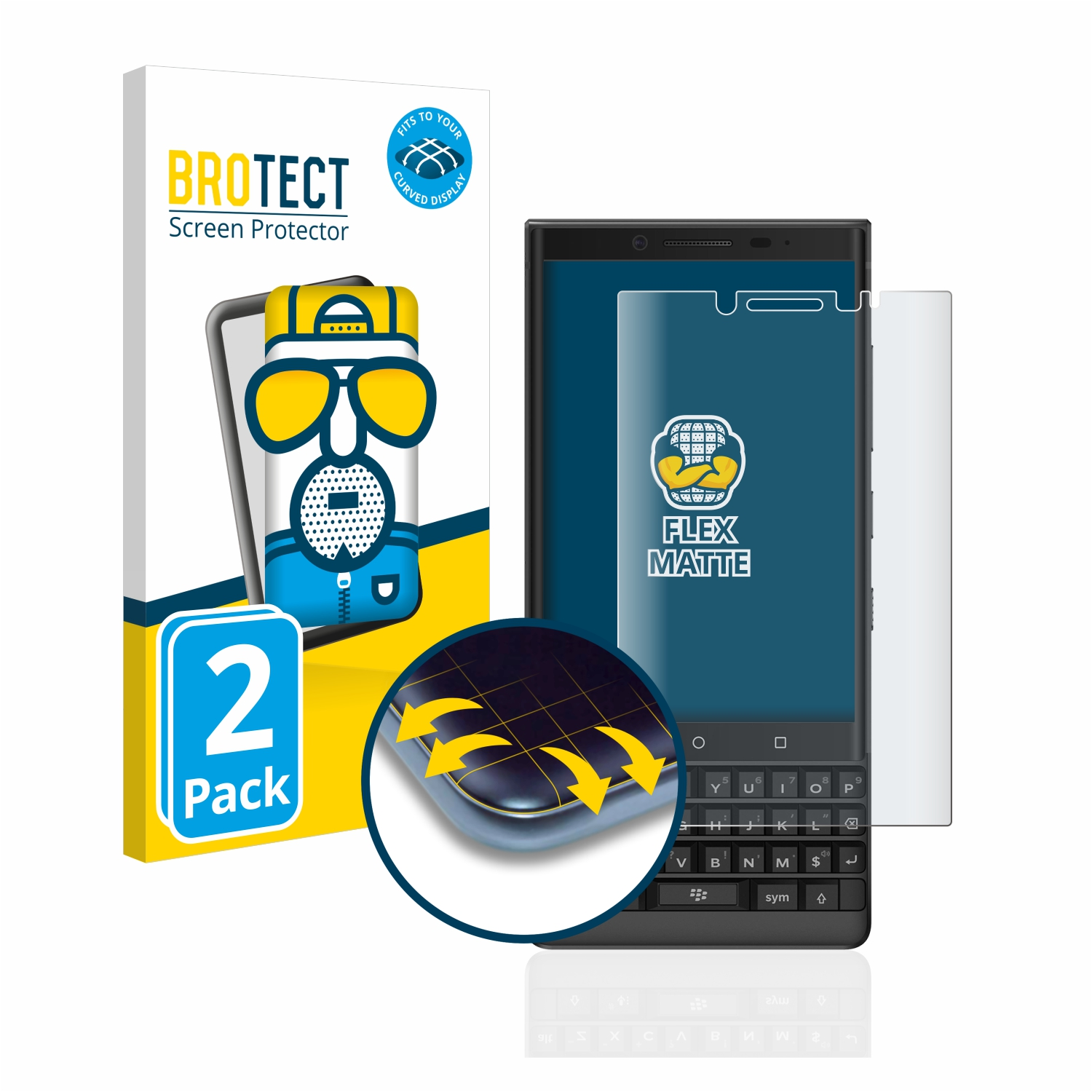 Curved Flex 2x Full-Cover BROTECT Schutzfolie(für Blackberry 3D matt Key2)