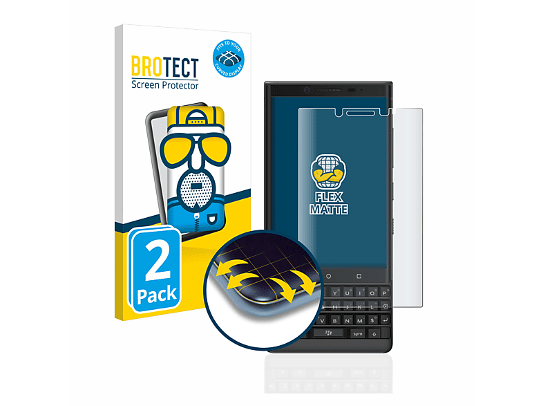 BROTECT 2x Flex matt Full-Cover 3D Curved Schutzfolie(für Blackberry Key2)