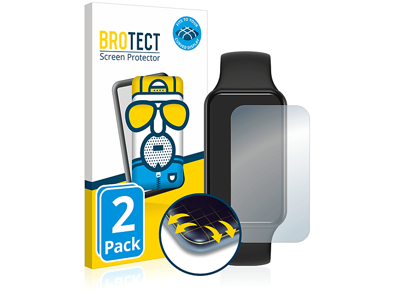BROTECT 2x Flex matt Full-Cover 3D Curved Schutzfolie(für Huami Amazfit Band 7) | Smartwatch Schutzfolien & Gläser