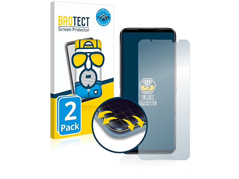 BROTECT 2x Flex matt Full-Cover Phone 6) Curved ASUS Schutzfolie(für ROG 3D