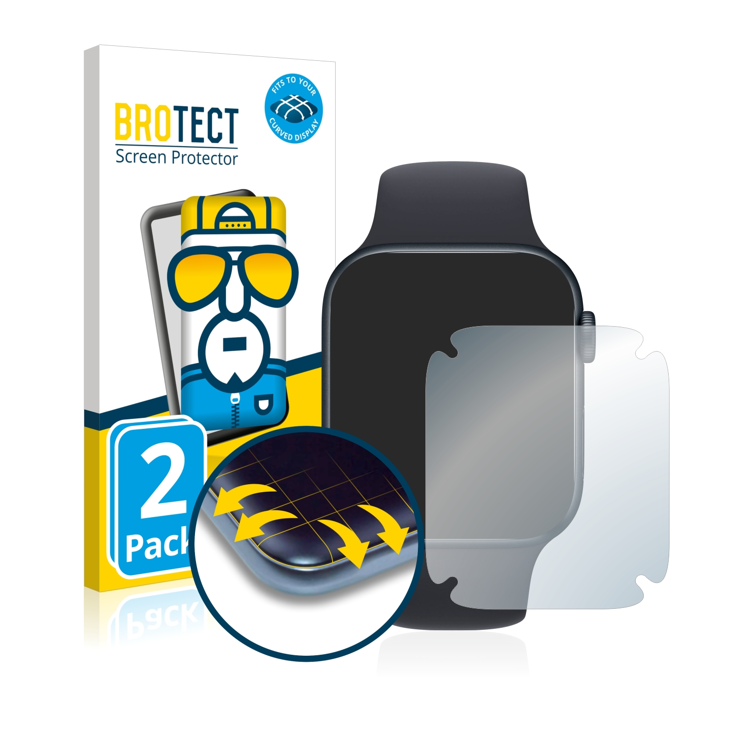 BROTECT 2x Flex Full-Cover SE Curved Apple Watch mm)) 2022 Schutzfolie(für 3D (44
