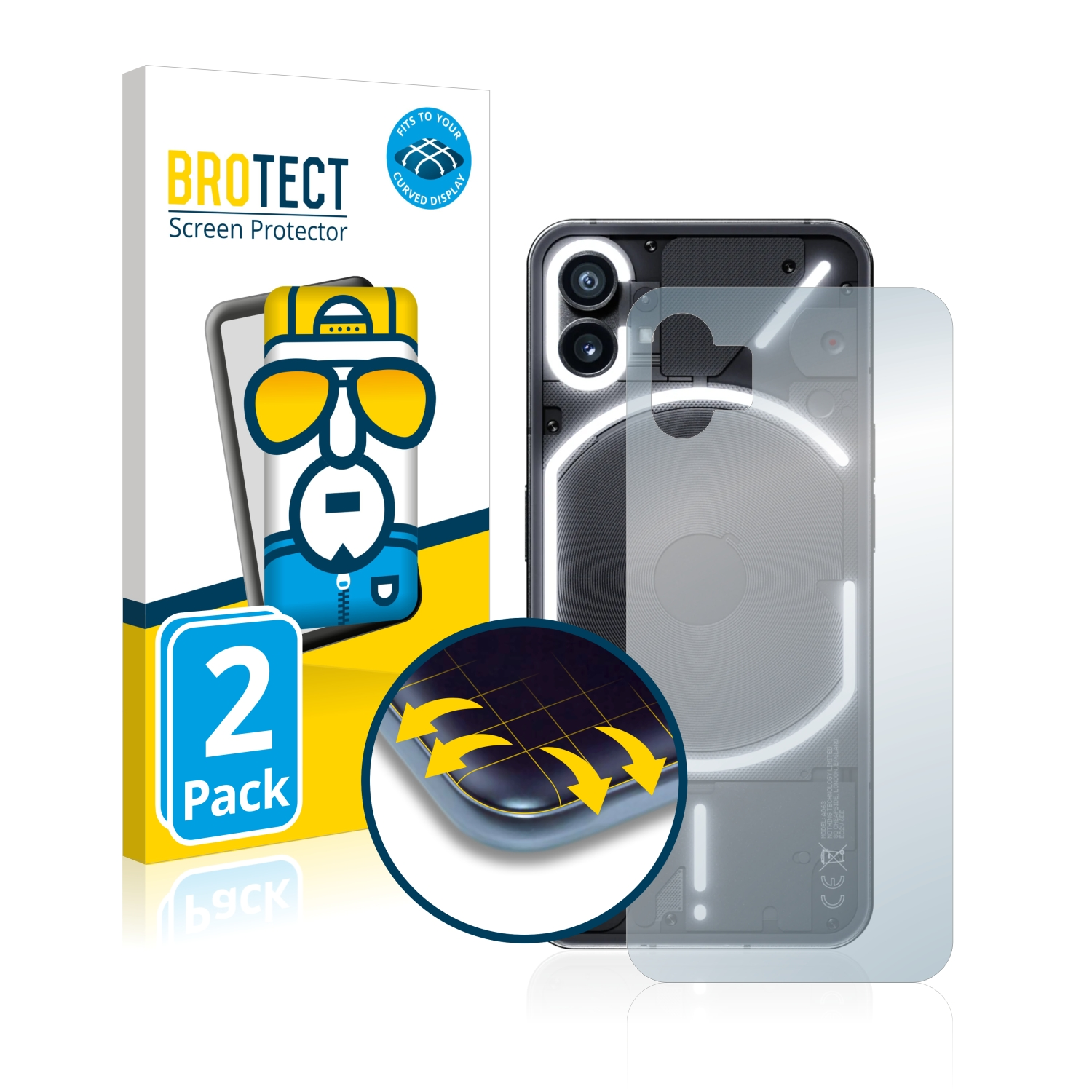 BROTECT 2x Flex Full-Cover Nothing (1)) 3D Schutzfolie(für Phone Curved
