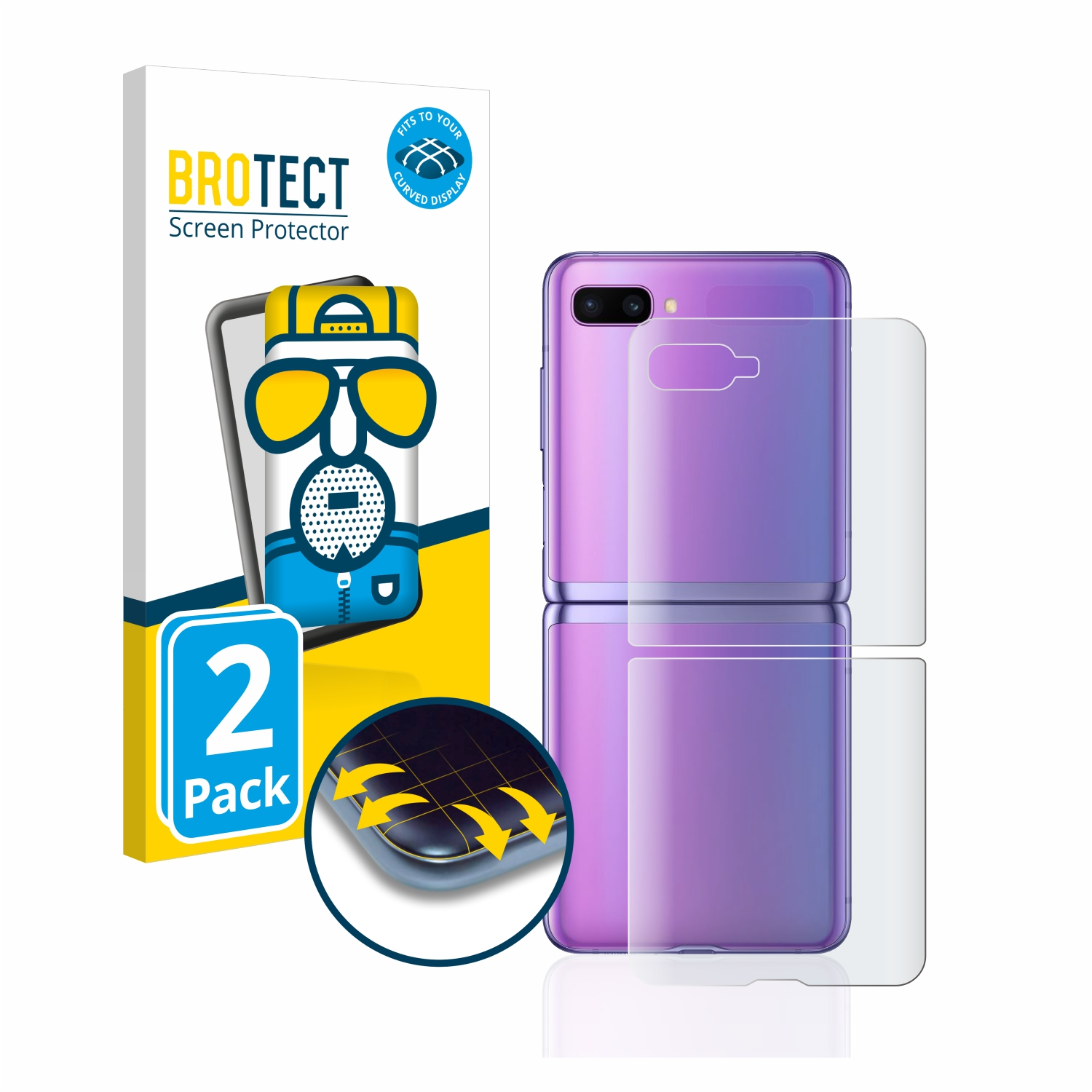 BROTECT 2x Full-Cover Flip Z Galaxy matt Schutzfolie(für Samsung Flex 3D Curved 5G)