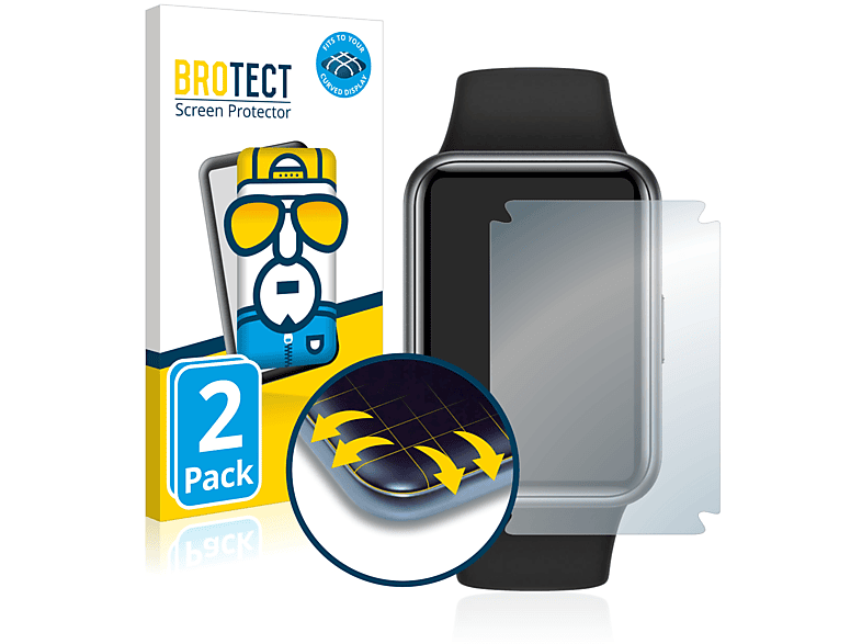 BROTECT 2x Flex Full-Cover 3D Active Huawei Schutzfolie(für Watch 2 Edition) Curved Fit