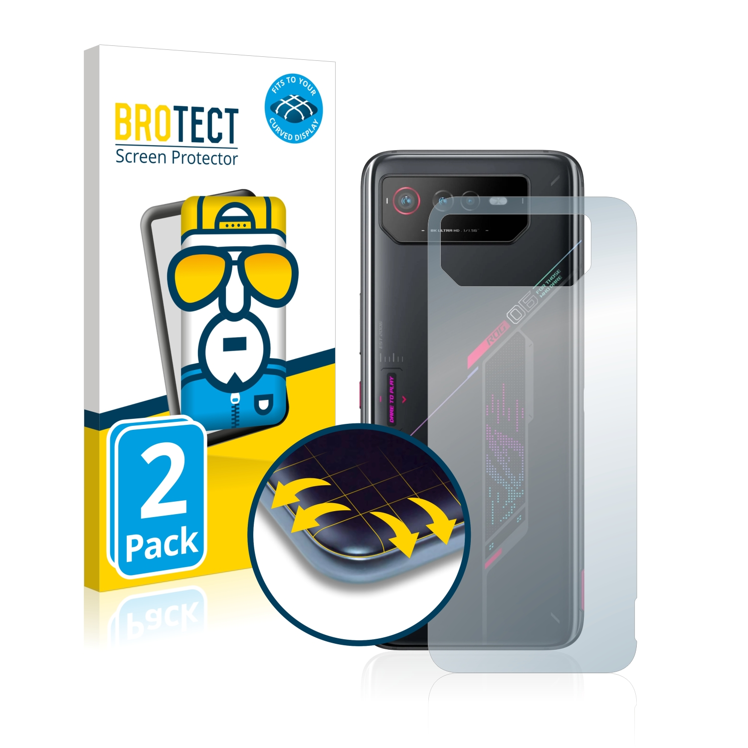 2x 3D Flex 6) Schutzfolie(für ROG Phone Curved ASUS BROTECT Full-Cover
