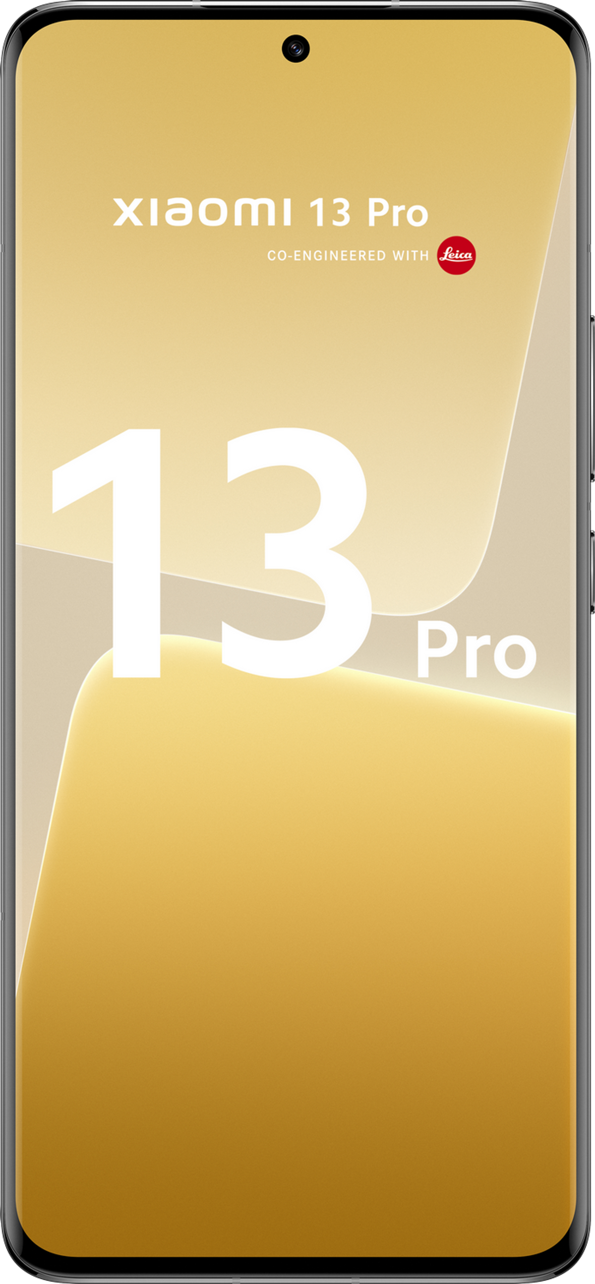Xiaomi 13 Pro Mobiltelefon in Gold. Leica-Branding ist sichtbar.