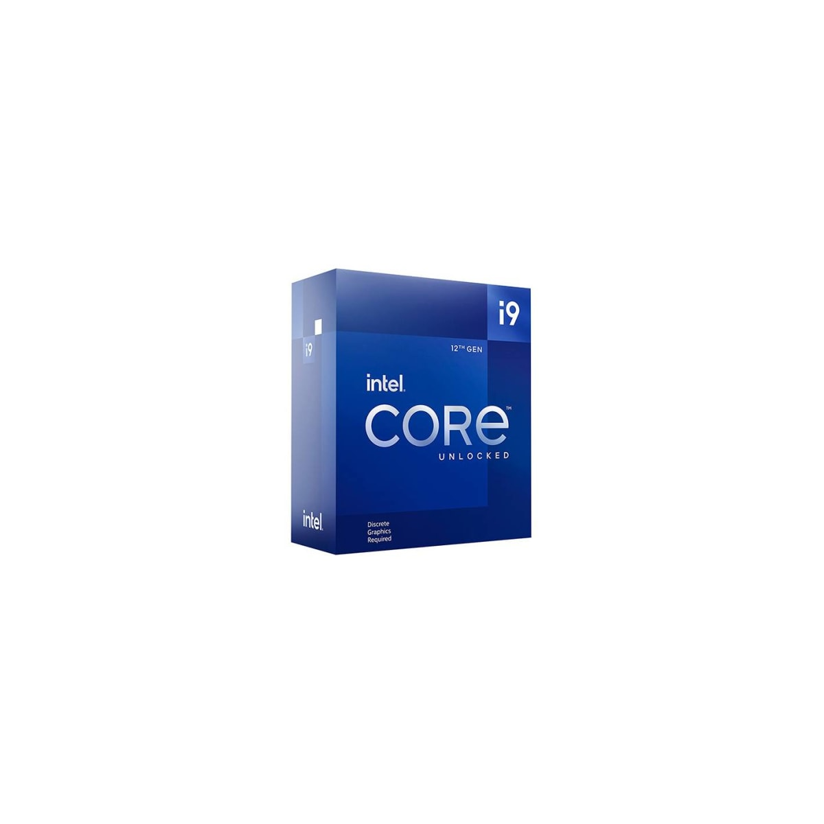 Blue Intel Core i9 processor box on white background.