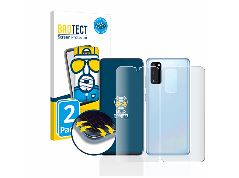BROTECT 2x Flex matt Full-Cover 3D Curved Schutzfolie(für Samsung Galaxy S20 5G)