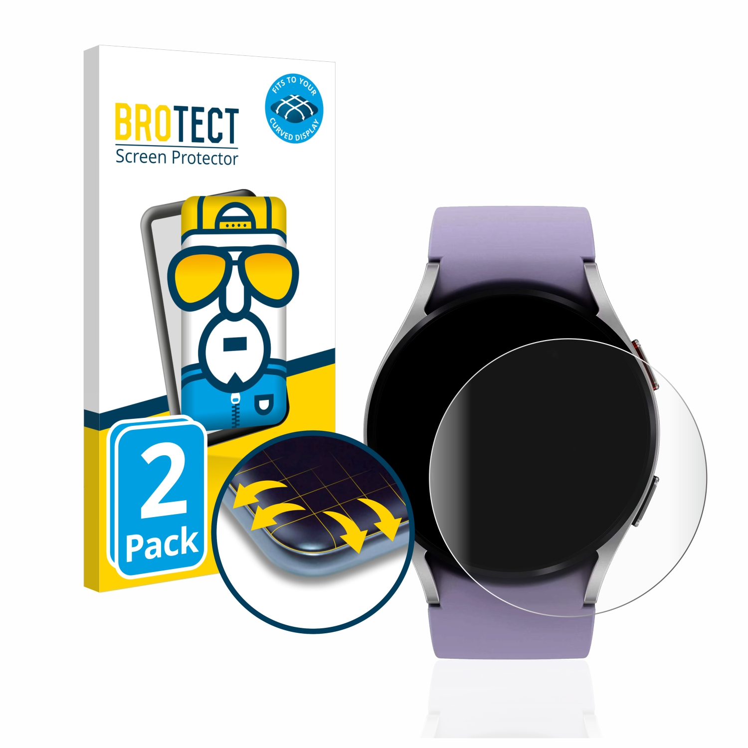 BROTECT Schutzfolie(für Samsung Flex Galaxy 3D Watch Curved 2x 5 Full-Cover (40mm))
