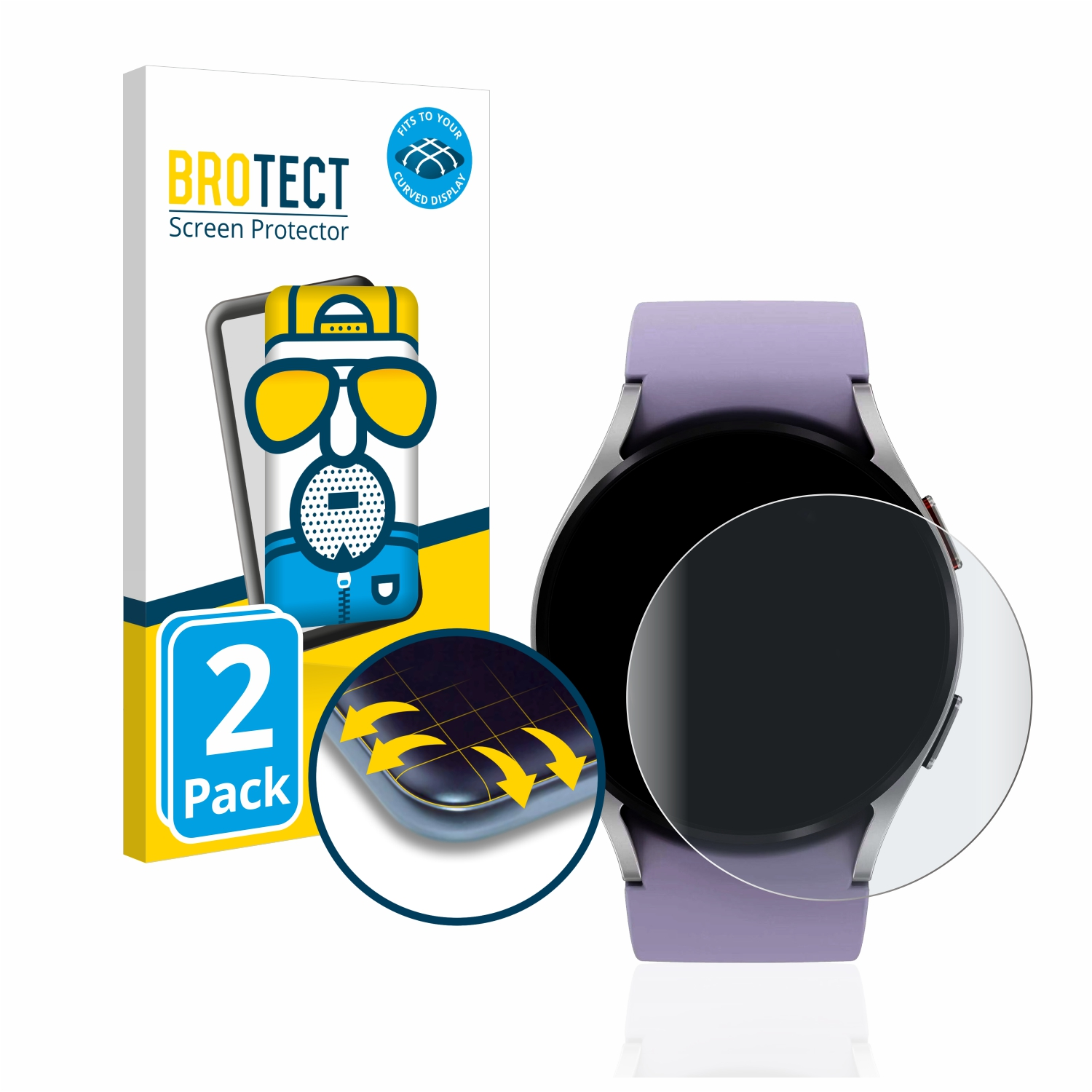 BROTECT 2x Flex matt Full-Cover Watch Curved 3D Schutzfolie(für Samsung (40mm)) 5 Galaxy