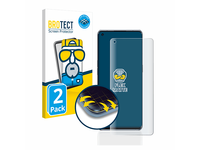 BROTECT 2x Flex matt Full-Cover Oppo Schutzfolie(für Pro 3D 6 Curved 5G) Reno Plus