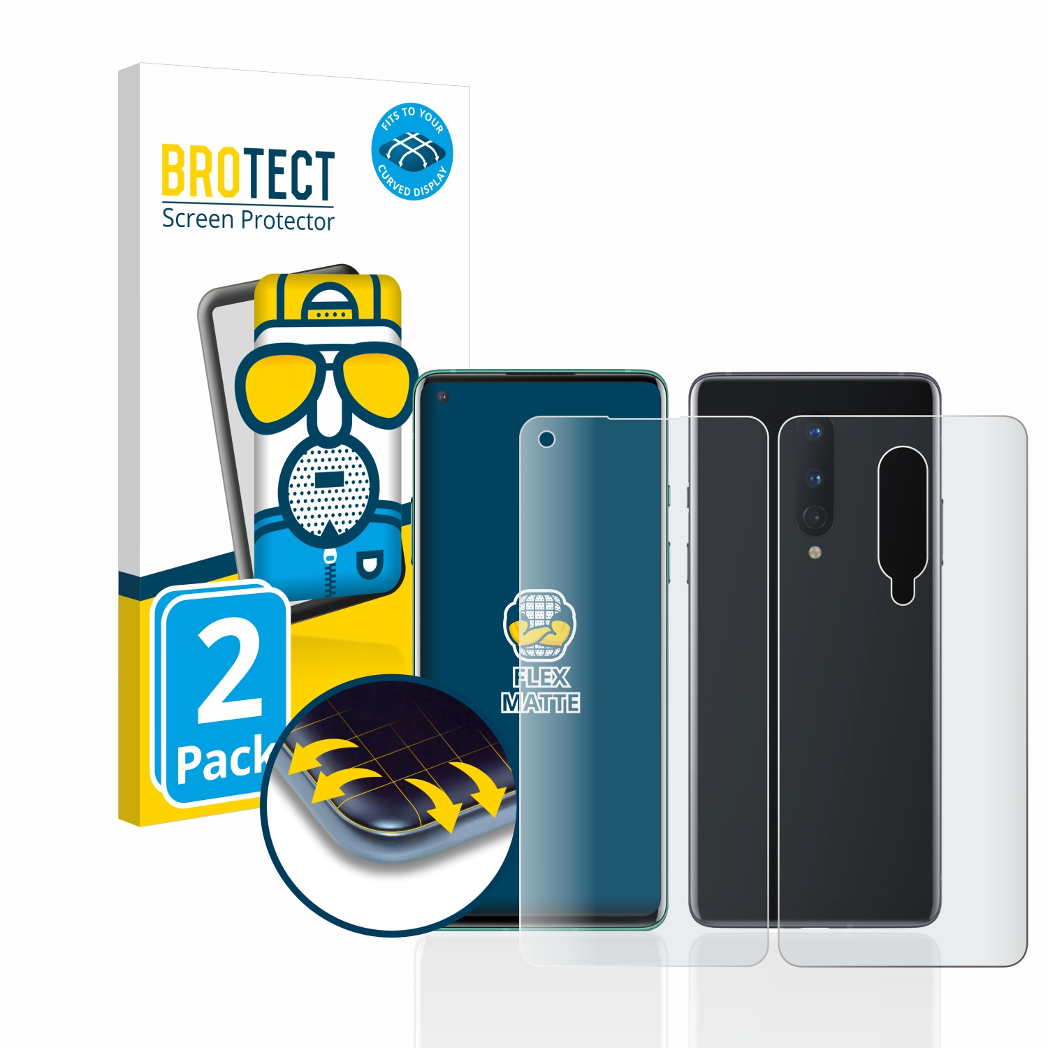 BROTECT 2x Flex matt OnePlus 3D 8) Schutzfolie(für Full-Cover Curved