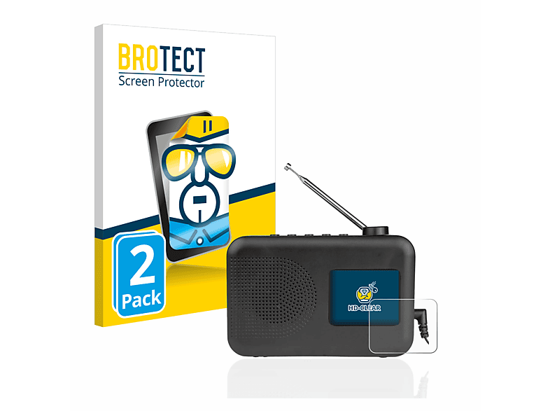 BROTECT 2x SDABC SilverCrest 1 A1we) UKW / DAB+ klare Schutzfolie(für Radio
