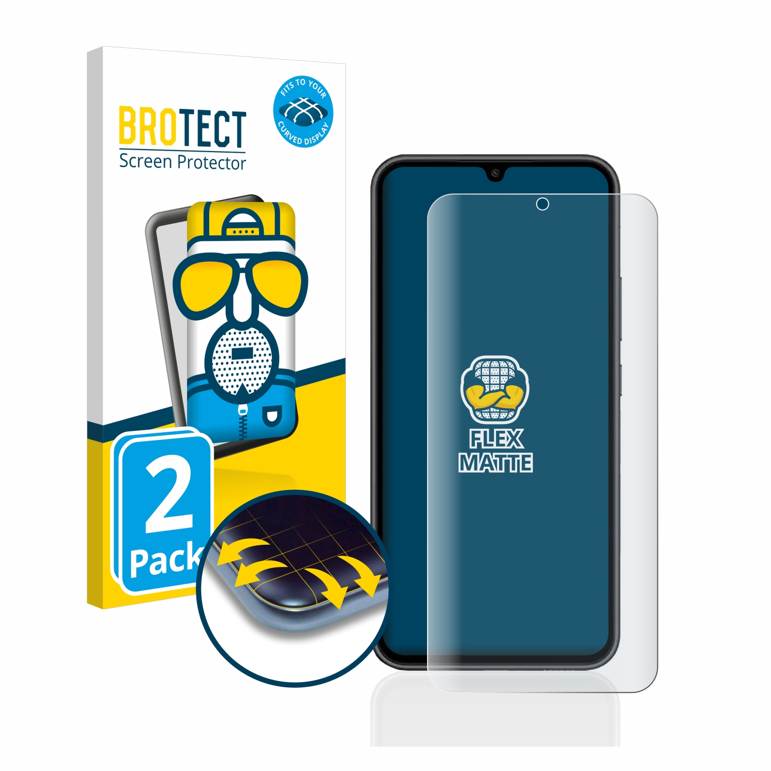 BROTECT 2x Flex Full-Cover Schutzfolie(für 5G) Curved Samsung A34 matt 3D Galaxy