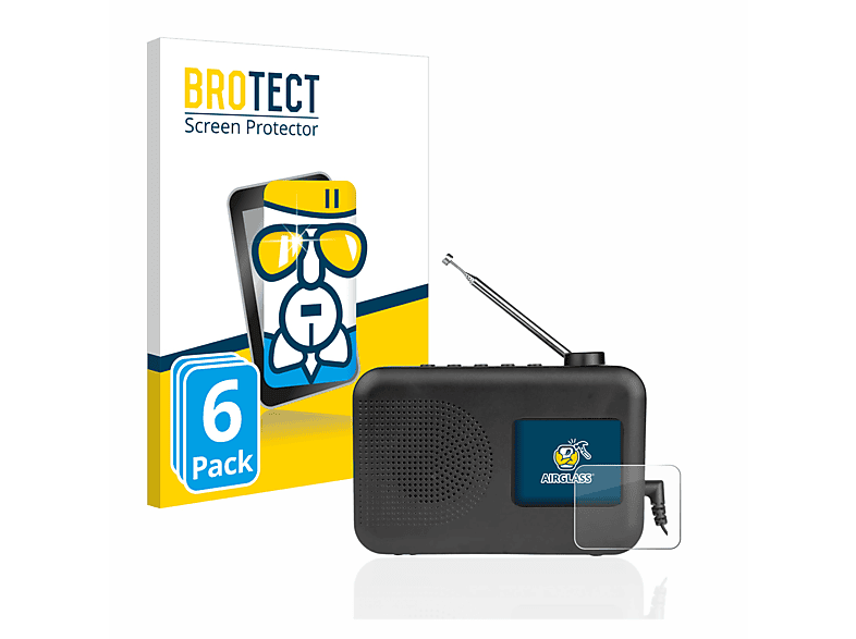 BROTECT 6x Airglass klare Schutzfolie(für Radio 1 SDABC UKW / DAB+ A1we) SilverCrest